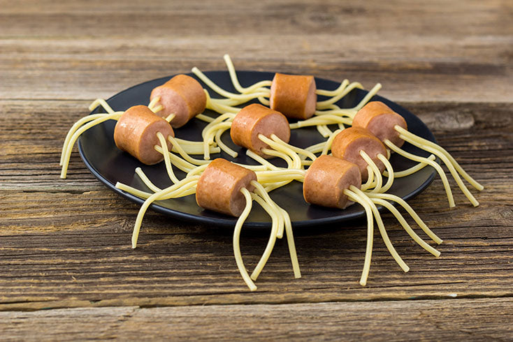 RECIPE-IDEAS-BOURBON-WHISKEY-GIN-RUM-SPIRIT-INFUSED-HALLOWEEN-SPIDER-HOT-DOG-APPETIZER