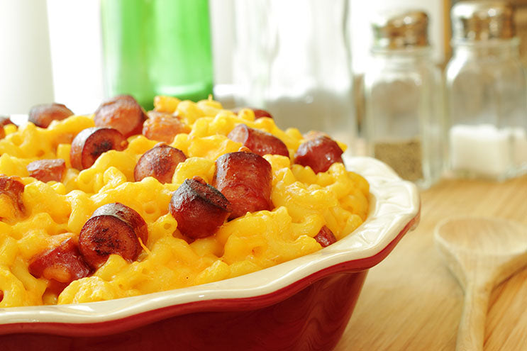 RECIPE-IDEAS-BOURBON-WHISKEY-GIN-RUM-SPIRIT-INFUSED-HOT-DOG-MACCARONI-CHEESE