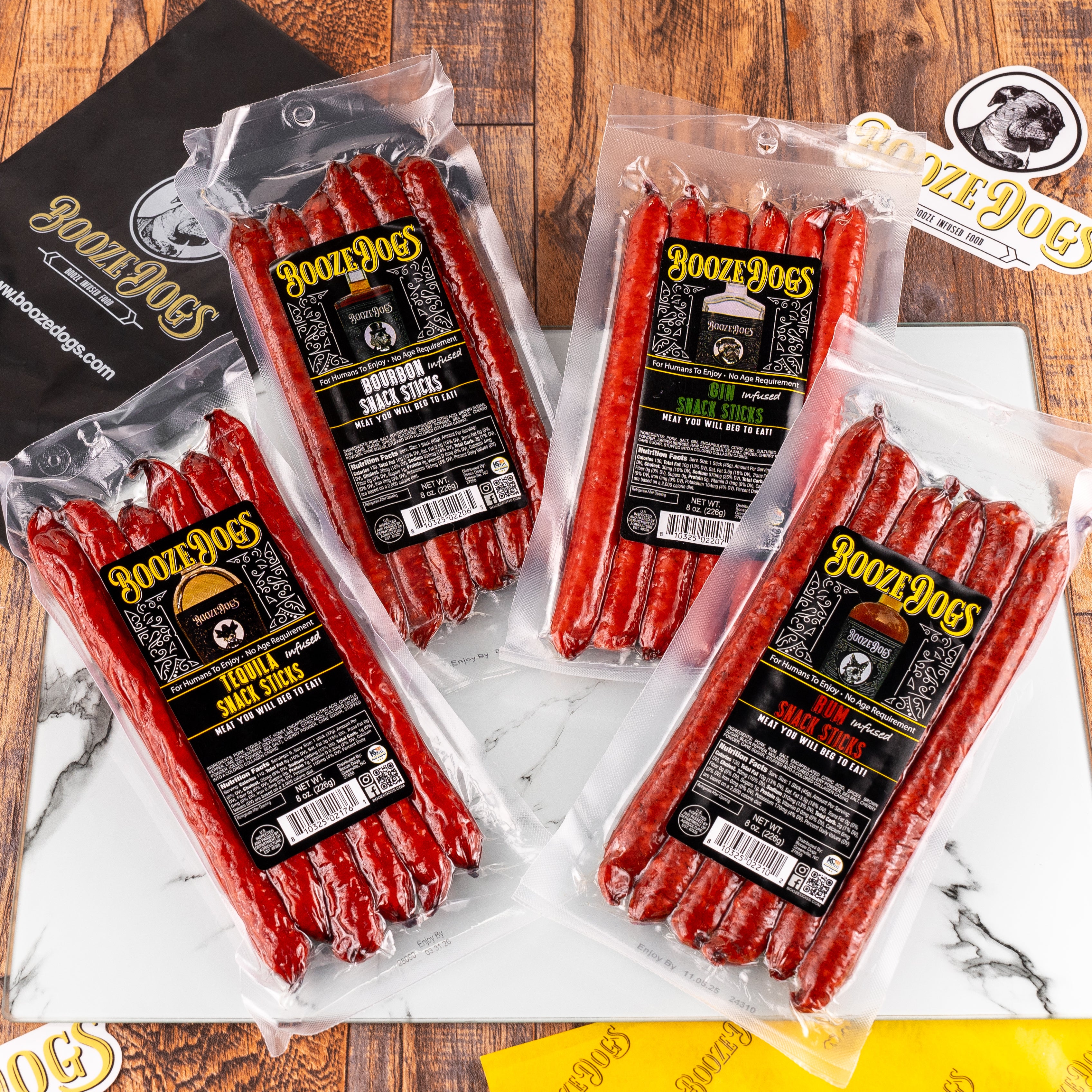 Boozy Snack Sticks Variety 4 Packages // 24 Servings