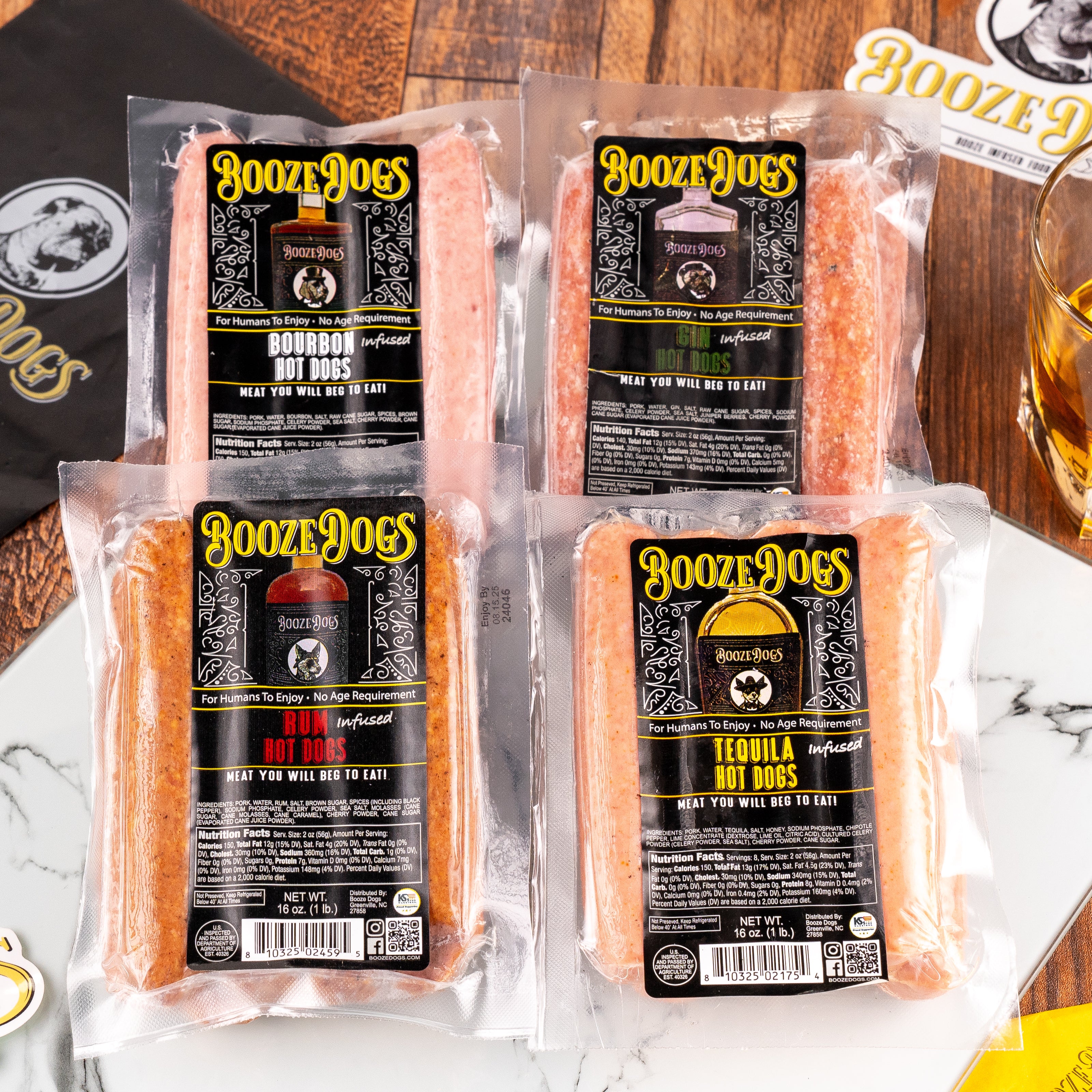 Boozy Hot Dog Variety 4 lbs. // 32 Servings