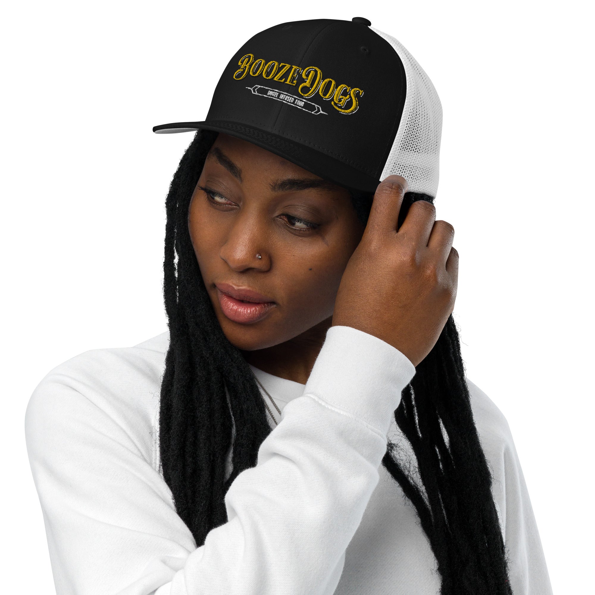 Black & White Closed-Back Trucker Cap