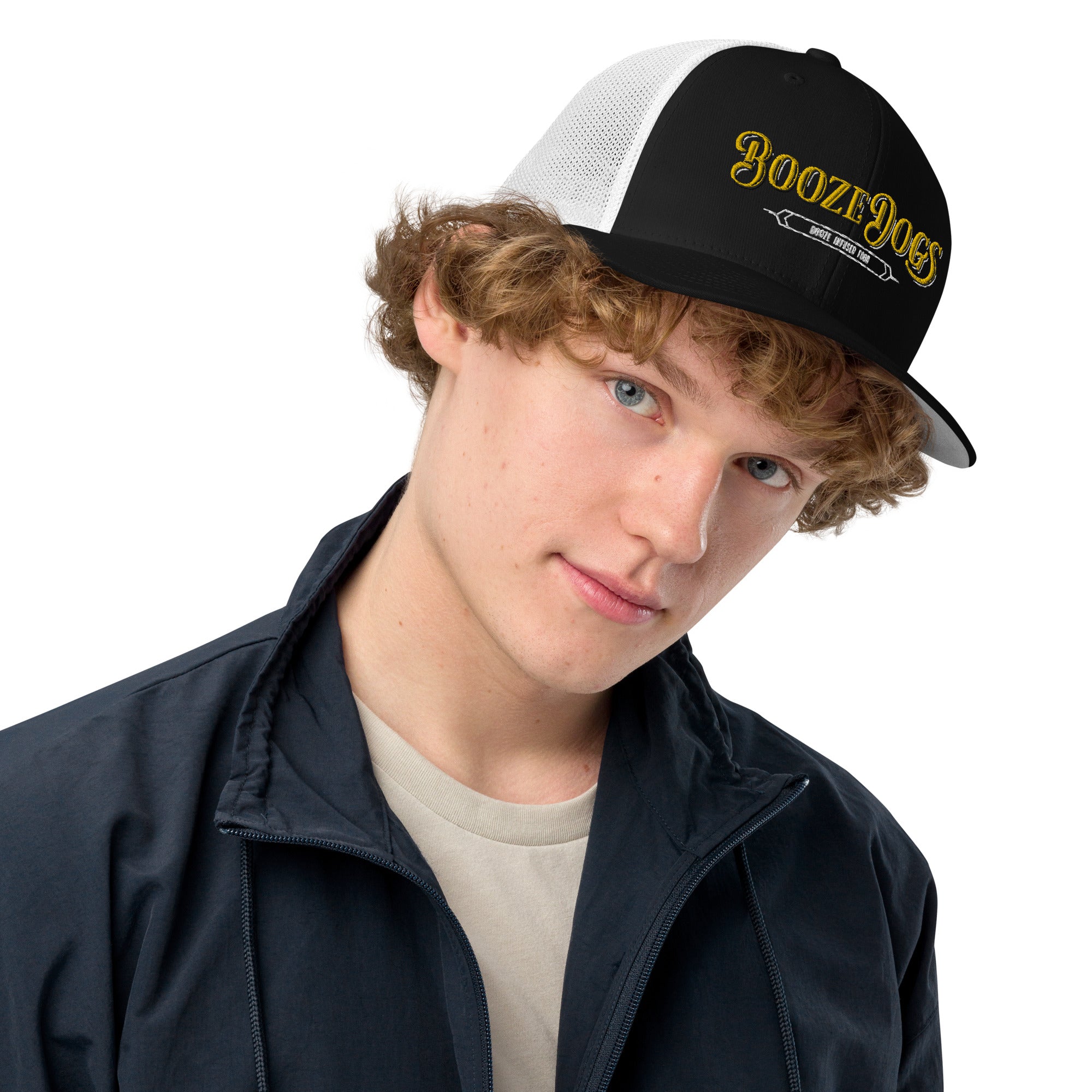 Black & White Closed-Back Trucker Cap