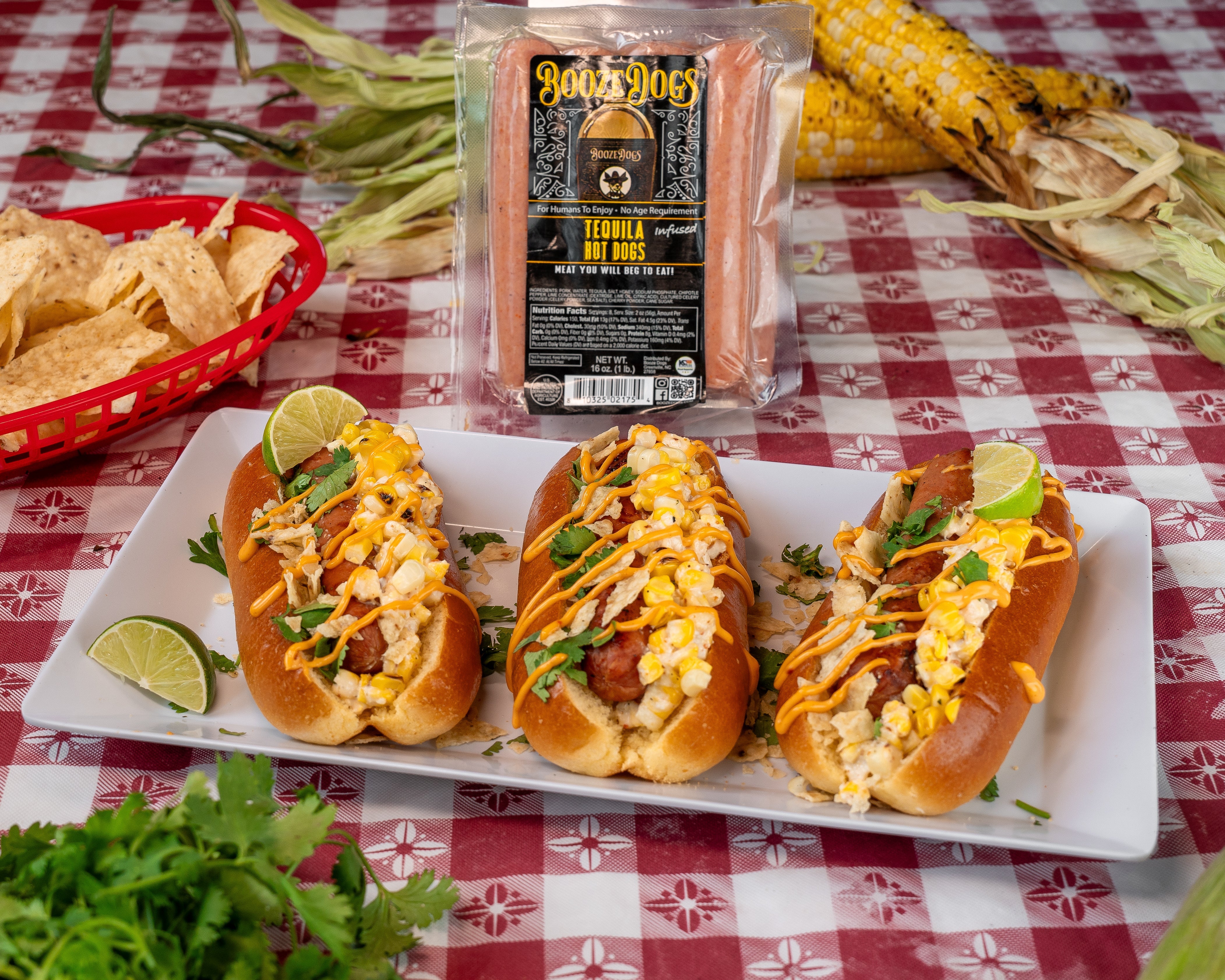 Elote Topped Tequila-Infused Hot Dogs