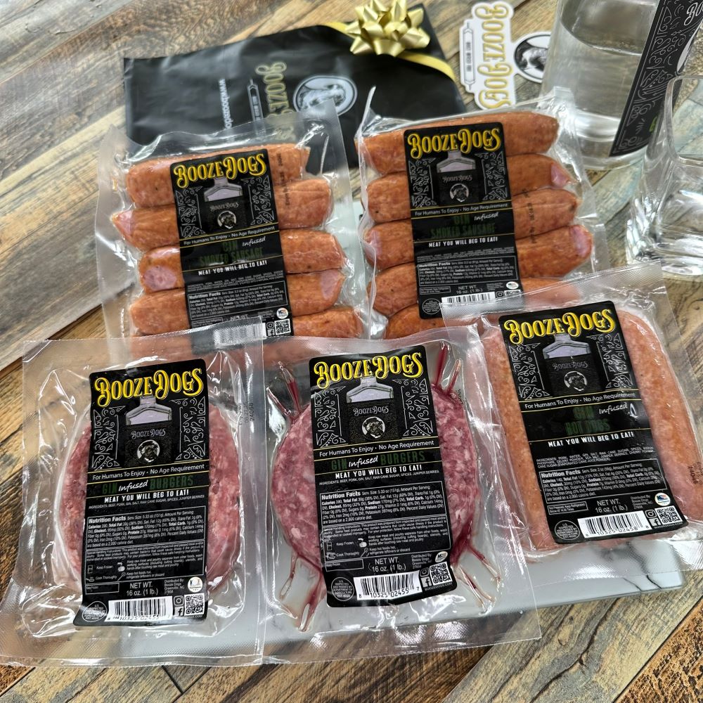 5 LB. VARIETY PACK OF GIN SAUSAGE, BURGER, HOT DOGS