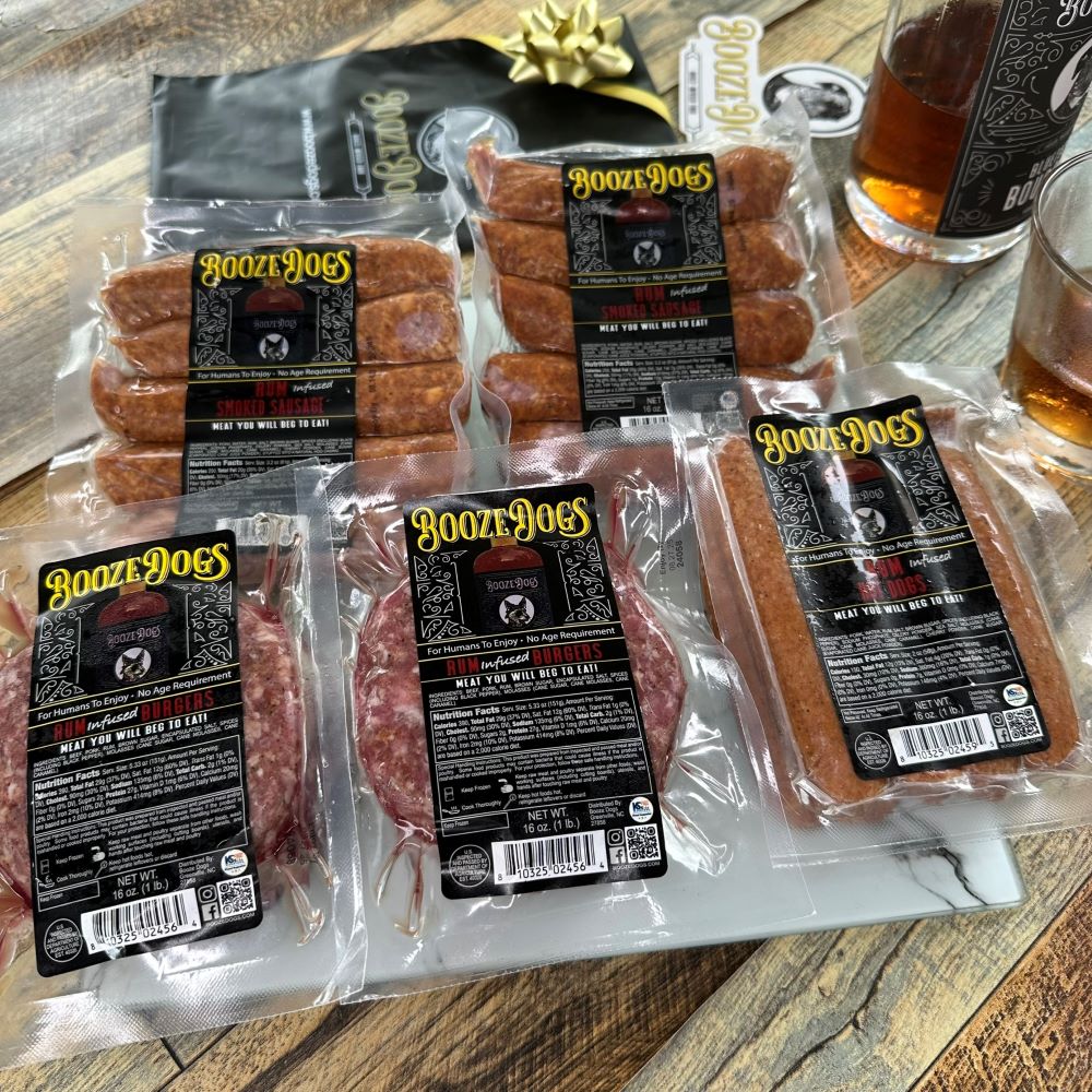 5 LB. VARIETY PACK OF RUM SAUSAGE, BURGER, HOT DOGS