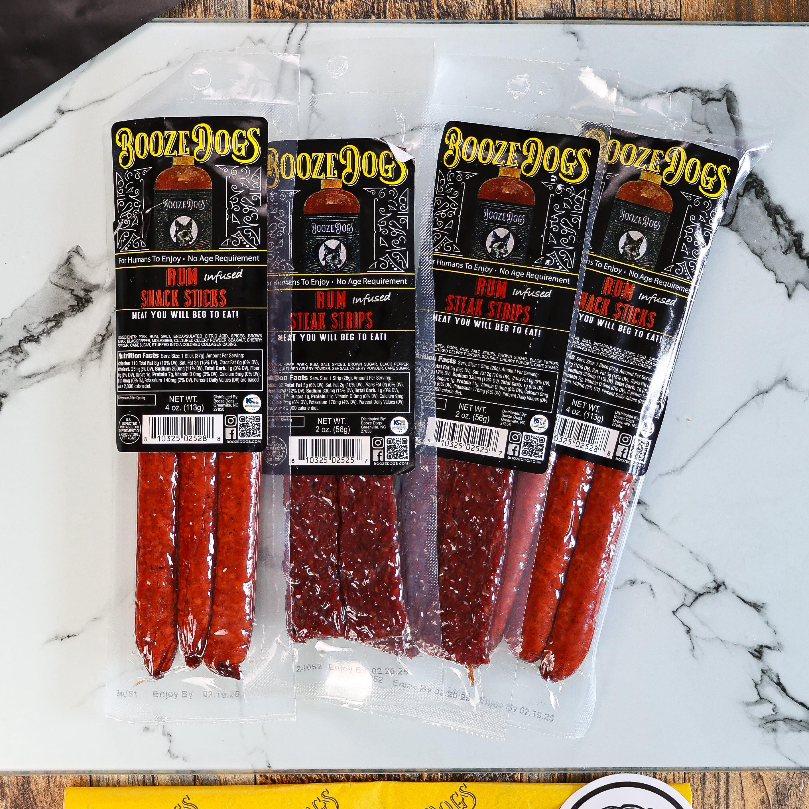 Snack Size: Rum Jerky Style Steak Strip & Snack Stick Combo 4 Packages // 10 Servings