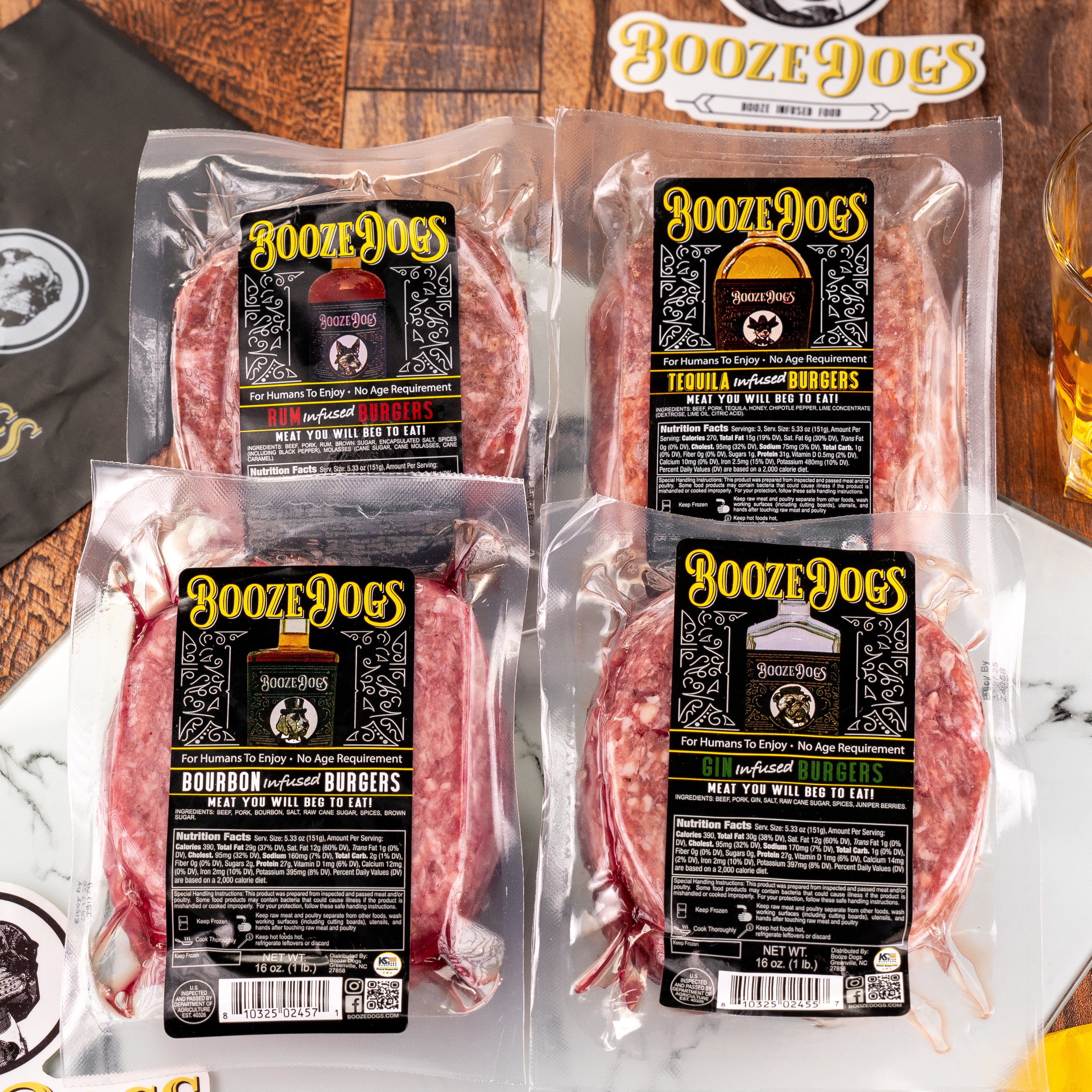 Boozy Burger Variety 4 lbs. // 12 Servings