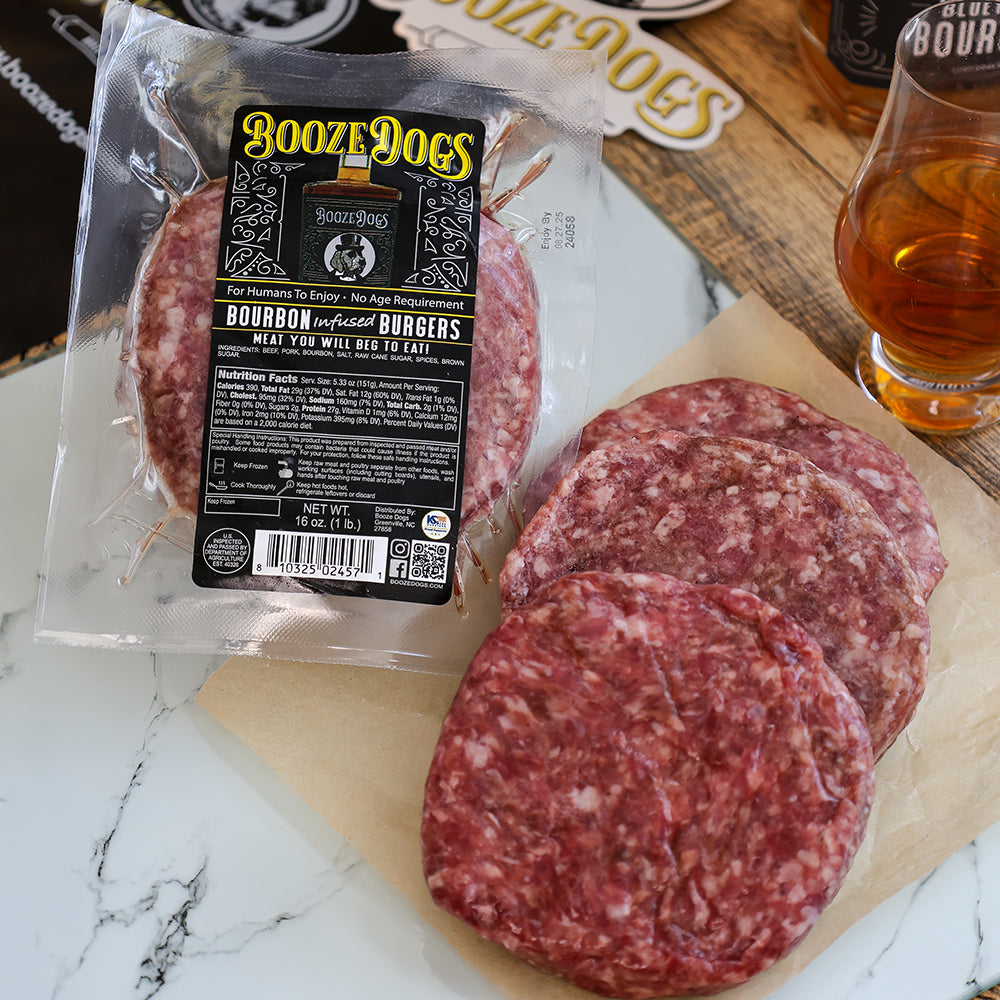 BOURBON INFUSED BURGER PACK WITH PATTIES ON THE SIDE