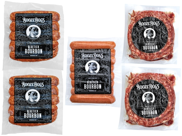 BLUETICK-BOURBON-WHISKEY-SPIRIT-INFUSED-BRATWURST-SAUSAGE-BURGER-HOTDOG-VARIETY-5LB
