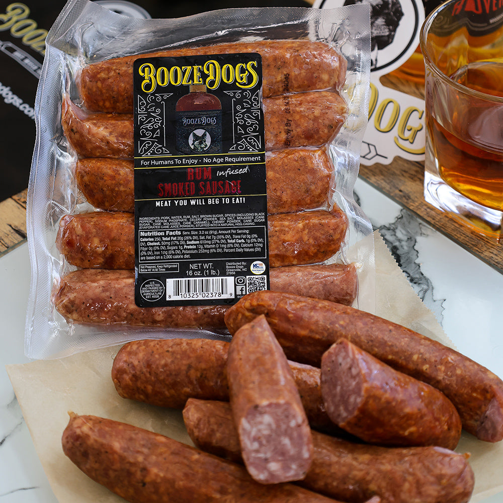 RUM SMOKED SAUSAGE BRATWURST PACK WITH CUT SAUSAGE ON THE SIDE